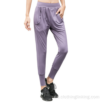 Pantalones sueltos de entrenamiento de yoga de cintura alta